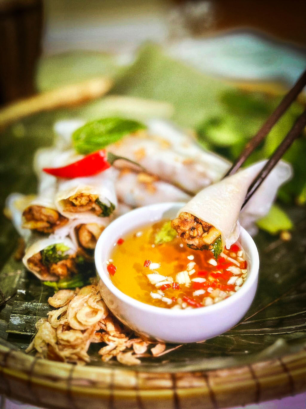 Enjoy Hue’s flavorful rice rolls with nuoc cham